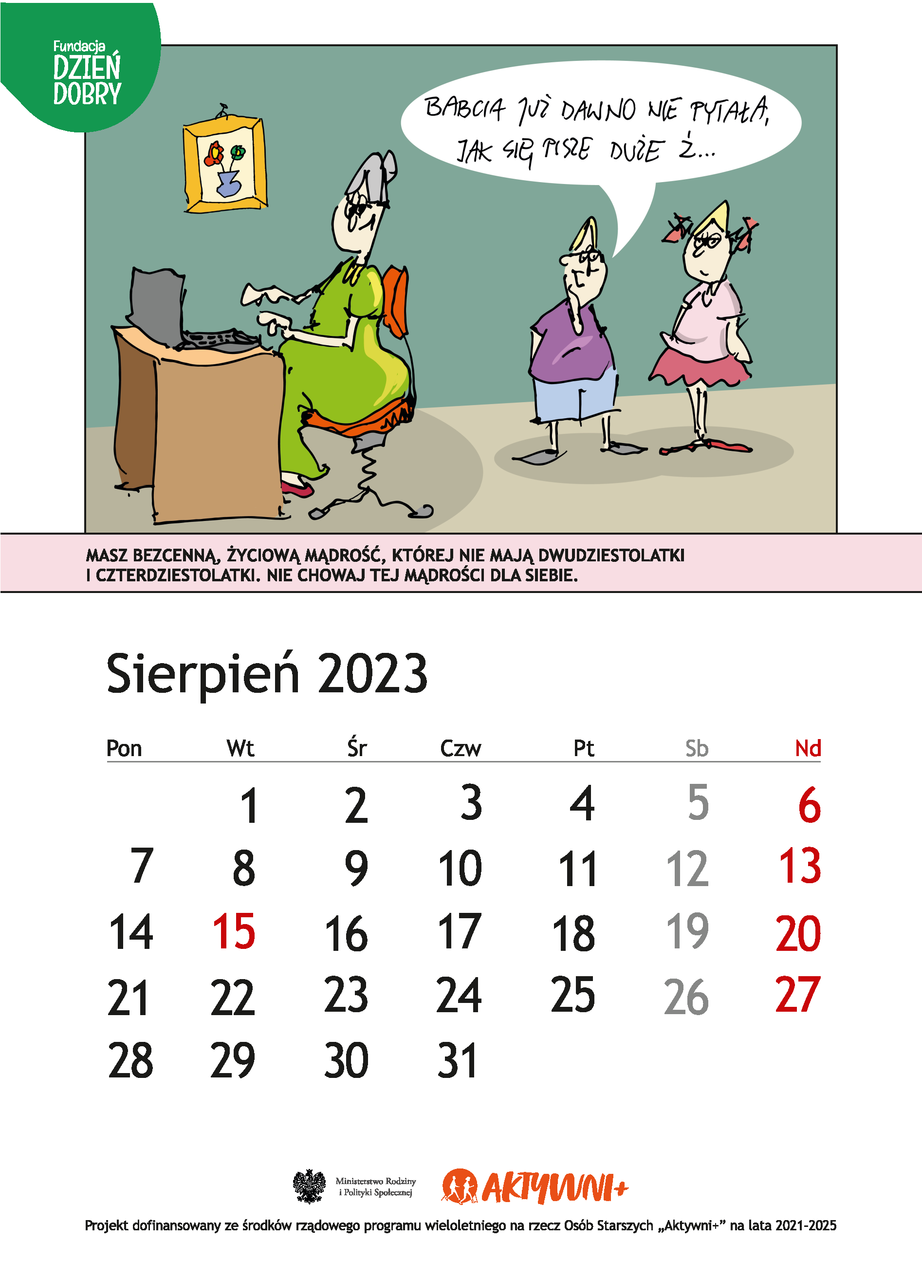 Aktywni cały rok 2023! Kalendarz dla Seniora :) 32